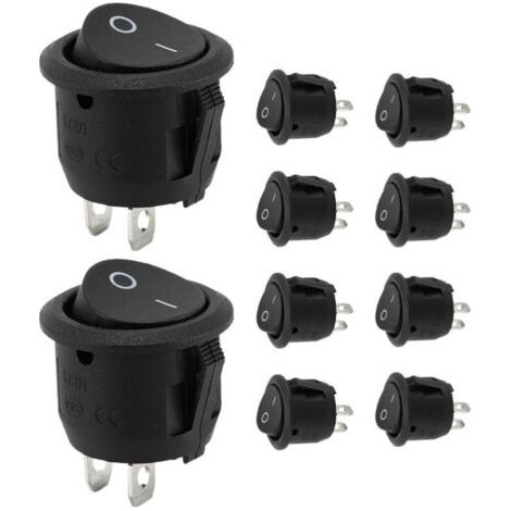 Green Mobility-Interrupteur  12V (lot de 10), interrupteur rond noir, bouton-poussoir, bouton 12V, interrupteur 10A/125V, interrupteur 6A/250V, interrupteur électronique pour voiture et micro-interrup (1/2)