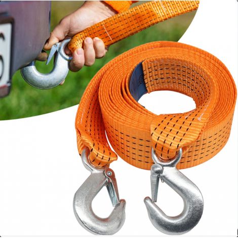5 tonnes, 3 m Sangle de Remorquage Ultra-Résistante , Fournitures d'urgence pour Voiture, Câble de Traction, Corde de remorquage épaissie et élargie, avec Crochets Haute Résistance (1/5)