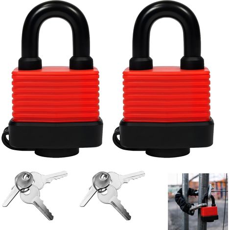 Lot de 2 Cadenas Extérieur, 40 MM Cadenas Résistant Intempéries, Clé Anse Longue Laiton Résistant aux Intempéries, Sécurité en Acier pour Casier Garage Clôture Porte Jardin, Usage Intérieur Extérieur (1/5)