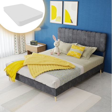 Letto matrimoniale imbottito 140x200 cm grigio OKMYHOME (1/5)