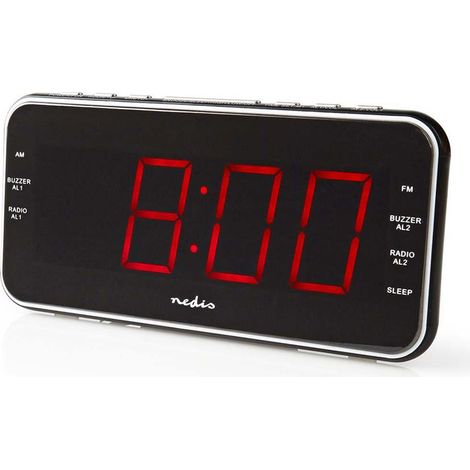 Radio despertador digital pantalla led 1 entrada de audio de 35 mm proyeccion del tiempo soyfm funcion de repeticion temporizador de apagado numero de alarmas 2 negro