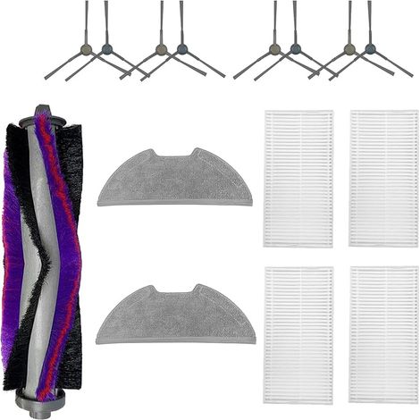 Juego de accesorios FOREHILL de 11 piezas para el robot aspirador Eureka E10S: 1 cepillo principal, 4 cepillos laterales, 4 filtros, 2 paños de limpieza. (1/5)