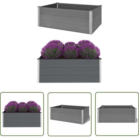 The Living Store Lit surélevé de jardin WPC 150x100x54 cm Gris - Jardinière - Bac De Plantation - Pot De Fleurs - Fleurissement - Décoration Extérieure (1/5)