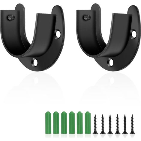 2 Pièces Tringle Penderie Support, Support Barre Penderie, 38 mm Support Tringle Rideau, pour Supports de Garde Robe, Tringles à Rideaux, Tringles à Linge, Rideaux Salle de Bain (1/5)