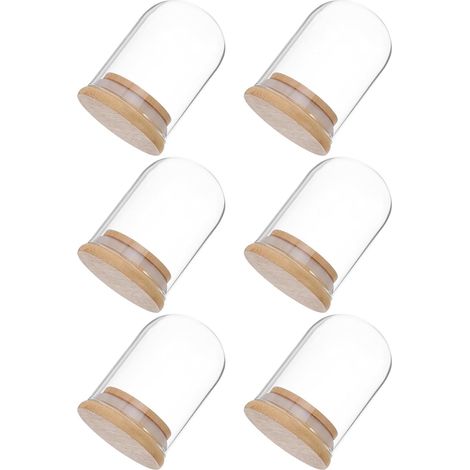 Cloche en Verre D'exposition avec Socle en Bois, Fleurs Conservées sous Cloche de Verre, Protection Anti-poussière Facile à Assembler pour Décoration Maison et Figurines DIY (1/5)
