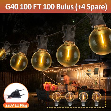 (30M 100 ampoules) Guirlande lumineuse sphérique LED G40, UE 220V, adaptée pour la décoration de couronnes de Noël, de jardin et de fête. (1/4)