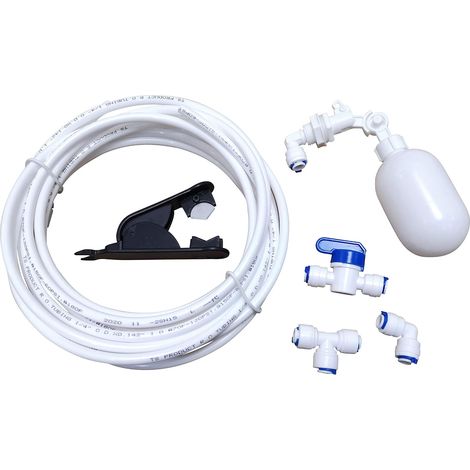 1/4 inch 5 m hose + 1/4 inch quick connect water tube fittings RO system (ball valve + L type + T) + water float ball valve + PVC pipe cutter (1/5)