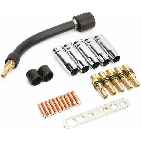 VURAHOME - 24 pièces 0.8 Contact MIG Contact soudure Contact soudeur Kit de consommables de soudage Compatible pour Binzel 15AK pistolet torche de soudage (1/5)