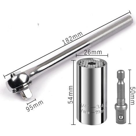 Vaso universal, adaptador de agarre profesional para vasos de 1/4 a 3/4 de pulgada (7-19 mm), adaptador para llave de carraca y taladro eléctrico, herramientas, regalos para hombres, marido, padre, br (1/4)