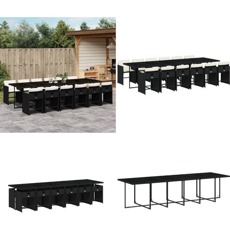13-tlg. Garten-Essgruppe mit Kissen Schwarz Poly Rattan - Gartentisch - Esstisch - Gartenmöbel Set - Outdoor Möbel - Terrassenmöbel - Home & Living (1/5)