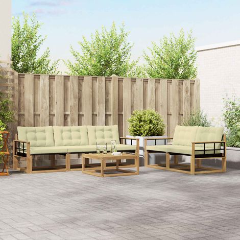 vidaXL Outdoor-Sofagarnitur 6 pcs Weiß und Creme 79 x 79 x 37 cm (1/5)