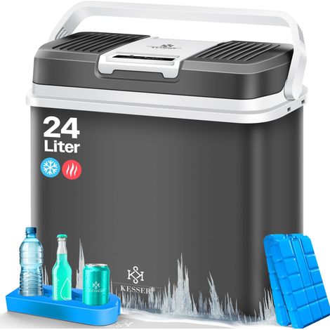 KESSER® 24 Liter Kühlbox KÜHLT und WÄRMT Thermo-Elektrische Kühlbox 12 Volt und 230 Volt Mini-Kühlschrank für Auto und Camping Anthrazit