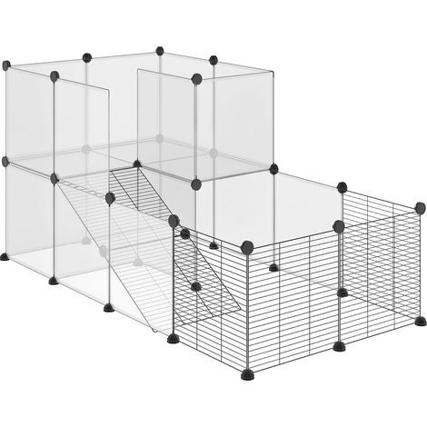 Enclos Petit Animal - 27 Panneaux - Résine Et Acier - Cage Modulable DIY - Lapin Cochon D Inde - Noir 140x70x70cm (1/5)