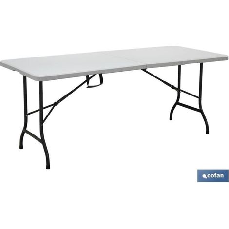 MESA PLEGABLE RECTANGULAR BLANCA CON BLOQUEO DE SEGURIDAD 180X75X72 CM (1/5)