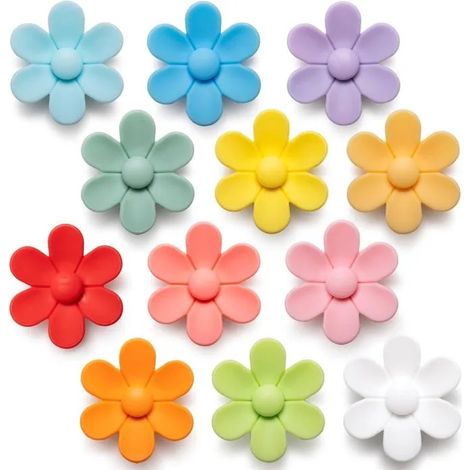 Aimants frigo unis avec fleurs 3D, colorés et décoratifs pour tableau blanc, cuisine et bureau (12 piè - XL Fleurs Unies (12 Pièces) (1/5)
