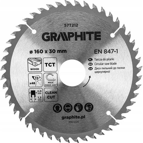 Lama per sega circolare Graphite 57T212 160 mm 48 denti