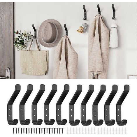 Lot de 10 cintres métalliques muraux pour chambre à coucher, crochets pour vêtements en acier au carbone (1/4)