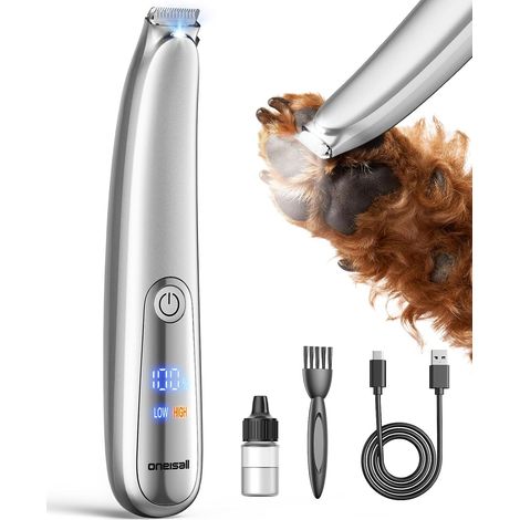 Tondeuse à pattes pour chien avec lumière LED, Tondeuse chat Rechargeable sans fil, 35dB Silencieuse, Trimmer Animaux Pattes de chien - Pour patte, yeux, oreilles, visage (1/5)
