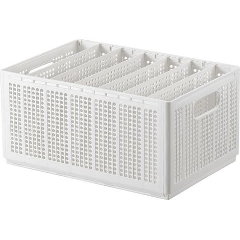 Textil-Aufbewahrungskorb aus PP-Kunststoff – Weiß – Modell S/L – Modularer und faltbarer Organizer für Unterwäsche und Kleidung (1/5)