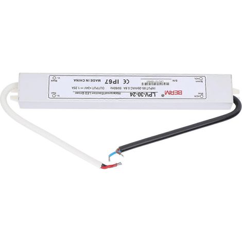 Alimentation BERM étanche en alliage d'aluminium avec interrupteur, transformateur et circuit de commande, 24 V CC, 30 W, LPV-30-24