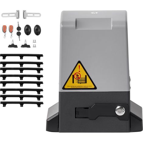 Ouvre-portail coulissant automatique 550W, pour portails jusqu'à 25m et 1500kg, avec crémaillère en nylon, capteur infrarouge et 2 télécommandes. Système motorisé pour portail coulissant. (1/5)
