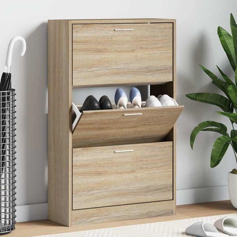 vidaXL Shoe Cabinet Sonoma Oak 63x24x103 cm Engineered Wood (1/5)