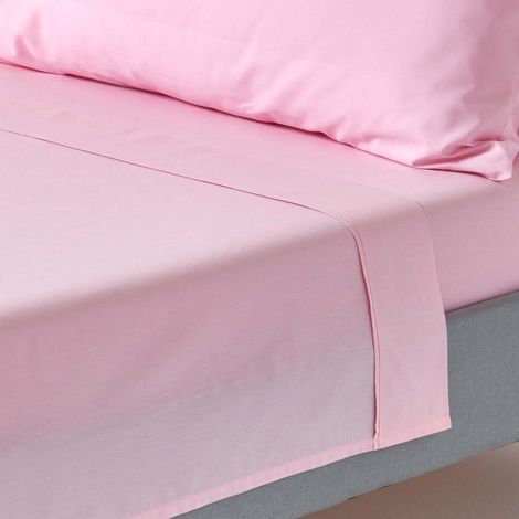 HOMESCAPES Pink Egyptian Cotton Flat Sheet 200 Thread Count, Single - Pink