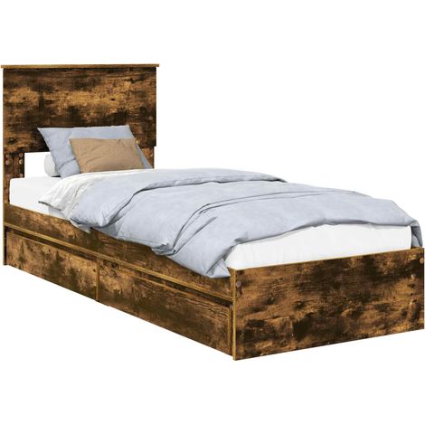 Letto con Contenitore Rovere fumé 75 x 190 cm Legno multistrato vidaXL