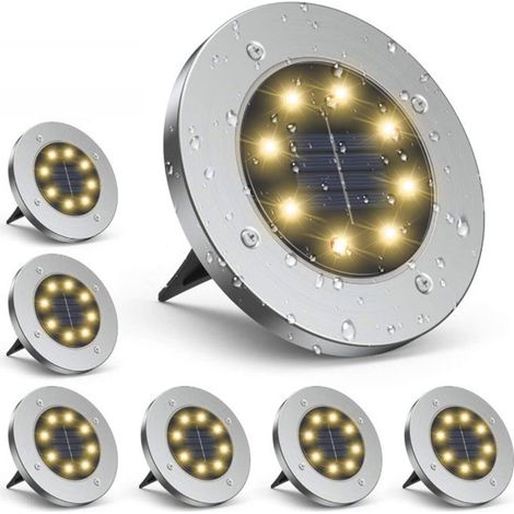 Solar-Gartenleuchten für den Außenbereich, 8 wasserdichte LED-Solar-Bodenleuchten, warmweißer Strahler (8 Stück) (1/5)