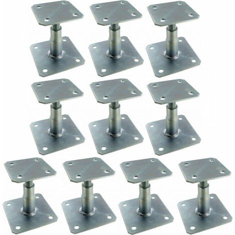 Simpson Strong Tie – Pieds de poteau réglables 10 unités – Acier S235 JR – Hauteur réglable 100 à 150 mm – Fixation pour bois et béton