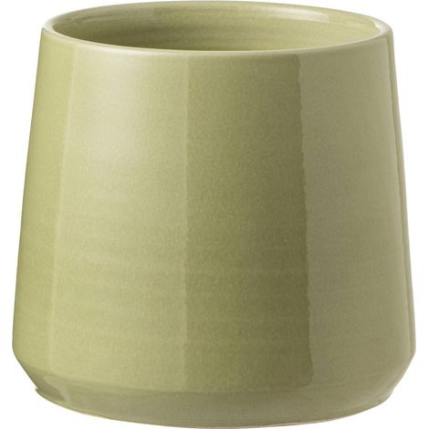 Cache pot rond en céramique verte - vert (1/4)