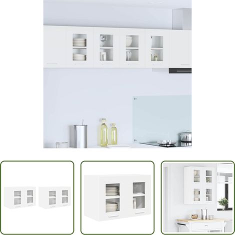 vidaXL Hängeschrank - Hängeschrank mit Tür 2 pcs Weiß 60 x 31 x 40 cm Holzwerkstoff (1/5)