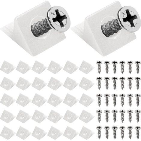 40 PCS Équerre De Fixation, Witch Equerre Blanche Renfort Tiroir Cale Pour Meuble Cales De Réparation De Fond De Tiroir Affaissé 90 Degrés Avec Vis - Fix Saggy Dresser Tiroir, Blanc (1/5)