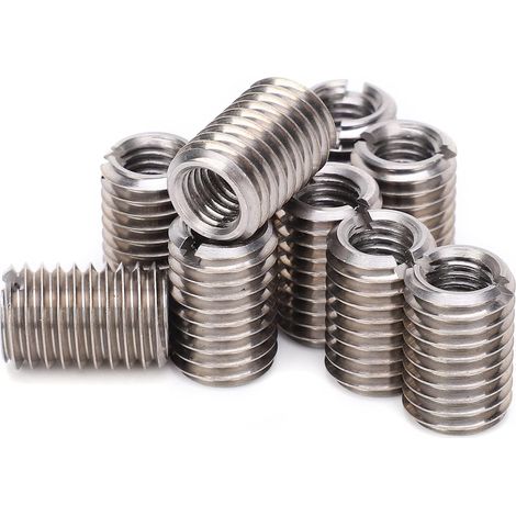 Lot de 10 Inserts Filetés M12 vers M8, M121,75 Mâle Vers M81,25 Femelle Réparation Insérer écrou vis Réducteur Conversion Inox Acier Fixation, Insert Fileté Metal pour la Réparation du Filetage (1/5)