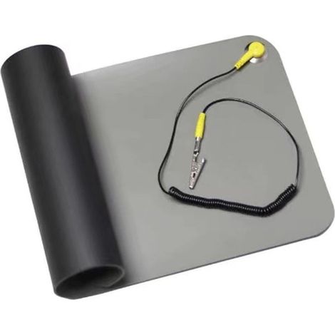 Tapis de sécurité portable pour appareils électroniques sensibles, réparation, téléphone, ordinateur, câble de terre et bracelet, protections statiques d'électricité (1/5)