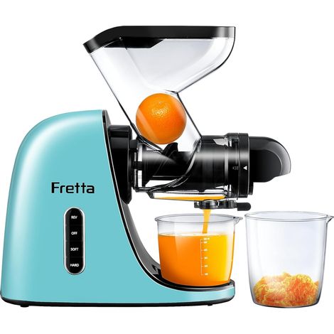 Extracteur de Jus pour Fruits et Légumes, Presse à Froid 76 mm Grande Goulotte, Juicer Lent Nettoyage Facile (bleu clair) (1/5)