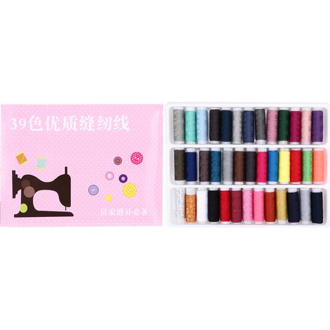 Kit de 39 fils polyester colorés pour machine à coudre, accessoires de couture maison DIY, fournitures de couture vêtements. (1/5)
