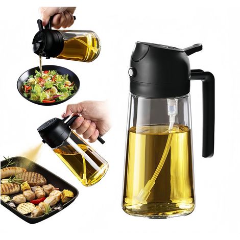Vaporisateur huile olive 470ml - 2en1 distributeur - Cuisine/barbecue - Noir (1/5)