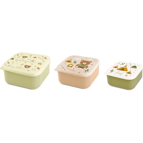 Set de 3 Boîtes à Snacks Enfant 230 ml, 350 ml et 540 ml Boîtes Empilables Compactes et Résistantes Sans BPA et Compatibles Lave-vaisselle Idéales pour l’École (1/5)