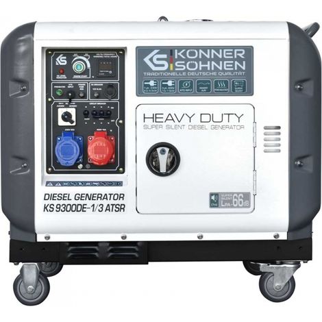 Könner & Söhnen – Groupe électrogène diesel 7,5 kW – Démarrage électrique – Système de commutation monophasé/triphasé – Autonomie 8,3 heures – Poids 168 kg (1/7)