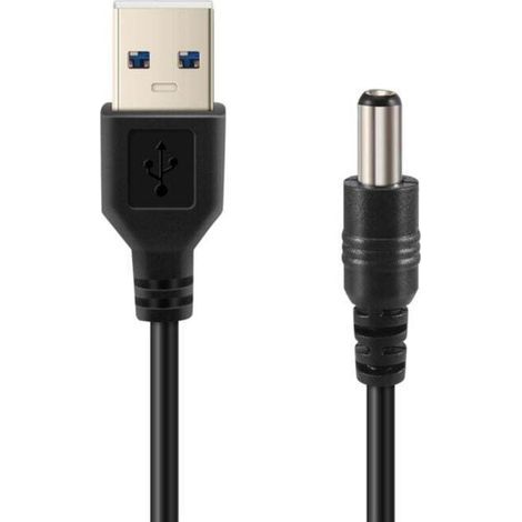 Cavo di alimentazione USB da 5 V CC con connettore da 5,5 mm/2,1 mm, colore nero, lunghezza 75 cm. (1/4)
