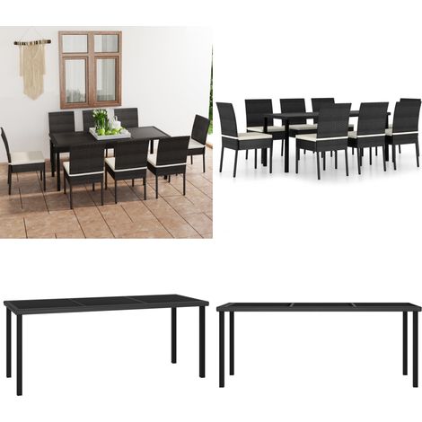 9-tlg. Garten-Essgruppe Poly Rattan Schwarz - Gartengruppe - Esstisch - Gartenstuhl - Outdoormöbel - Rattanmöbel - Home & Living