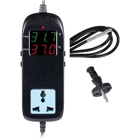 Digitaler Temperaturregler mit integrierter 2200W 220V 10A Steckdose, Thermostat für Reptiliengefrierschrank (EU-Stecker). (1/5)