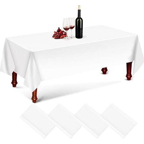 4er Set Einweg Tischdecke Weiß 137x274cm Wasserdicht für Party & Hochzeit