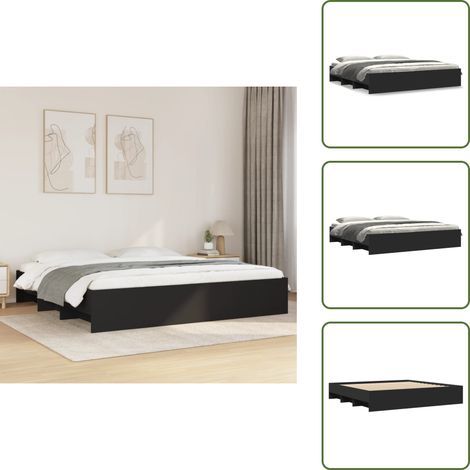 vidaXL Cama sin colchón negro 180x200 cm madera de ingeniería (1/5)