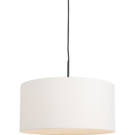 QAZQA Lampada a sospensione con paralume combi - Moderno - Tessuto,Acciaio - Bianco/Nero - Tondo Max. 1 x Watt