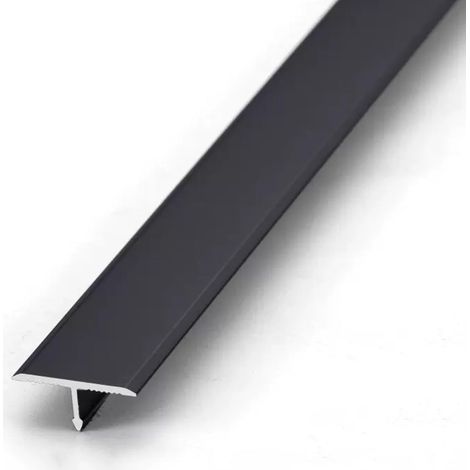 Profilé en T, Noir Blanc Profil Rail De Transition Plate, Transition Facile Fixation, Bande De Moulure De Bord pour Moquette Et Revêtement De Sol, 90cm Long Aluminium Anodisé Barre De Seuil (1/5)