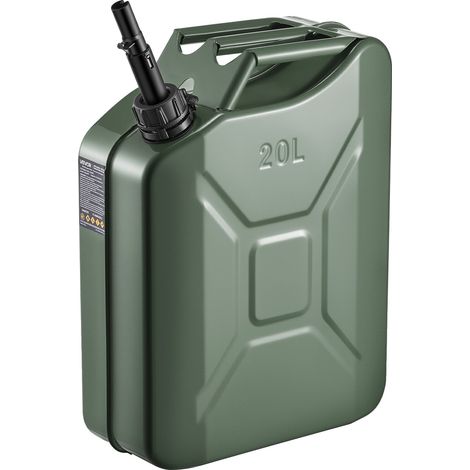 Contenitore per carburante in metallo VEVOR da 20 litri, con beccuccio versatore, portata 6 l/min, a prova di perdite, verde, confezione da 1 - c, verde-a (1/2)