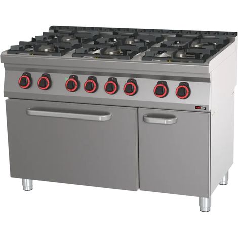 Fourneau combiné avec four électrique statique GN 2/1 - 6x brûleur REDFOX - SPT 70/120 21 GE - REDFOX
