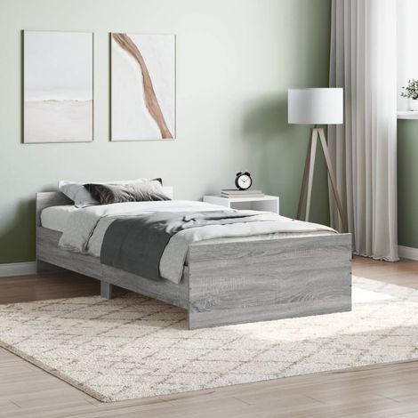 Lit simple，Lit adulte，Cadre de lit sonoma gris 90x190 cm bois d'ingénierie625254 (1/5)